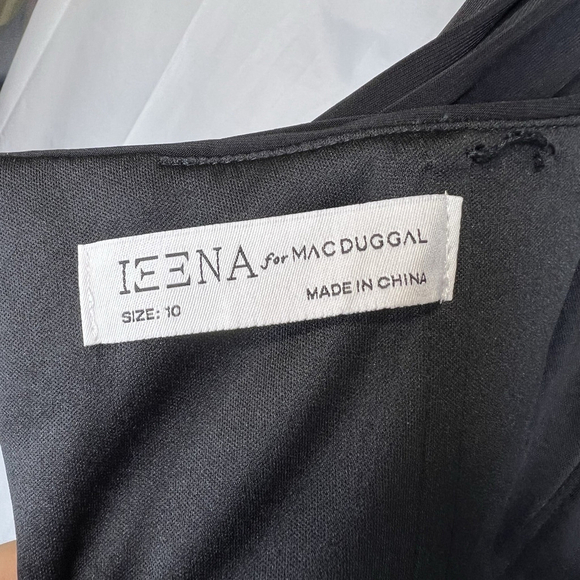 Mac Duggal Black Foldover Long Sleeve Jeweled Midi Dress One-Shoulder Long 10 - Picture 14 of 16